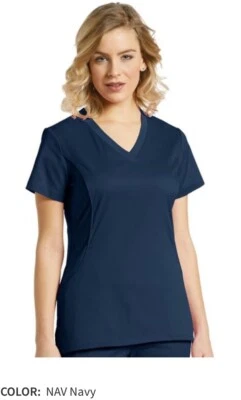 Allure White Cross Scrub Top 3X 海军蓝 — 第 1/3 张图片