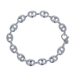 Italian Marina Bracelet, Sterling Silver with Simple and Structured Link Design - Picture 1 of 4
