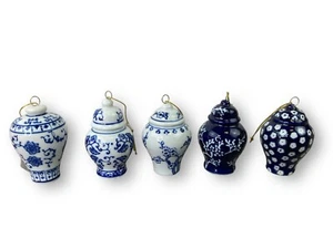 Set/5 3" Creative Co-Op Glass Chinoiseries Ginger Jar Orn Retro Christmas Decor - Picture 1 of 13