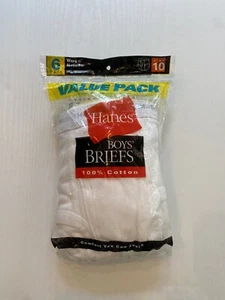 Vintage Sealed 2000 Hanes Boys' Briefs 6 Pack Underwear White Cotton Size 10 - Picture 1 of 11