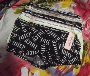 5 NEW JUICY COUTURE JC8556 5PKAX CHEEKY SIGNATURE WAIST MF BOYSHORT PANTIES L - Picture 1 of 2