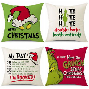 Christmas Decor Pillow Covers Pack of 1/4 Grinch Christmas Pillow Cover Case