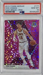 2019 Panini Mosaic #177 Cedi Osman NBA Fast Break Pink #9/20 PSA 10 Gem Mint