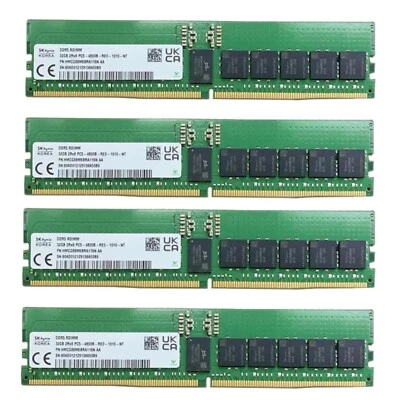 Hynix 128GB (4X32GB) DDR5 4800MHz PC5-38400 ECC REG RDIMM Memory RAM HMCG88MEBRA - Image 1 of 4