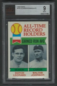 1979 Topps #418 Walter Johnson BVG 9 MINT Dutch Leonard ALL-TME RECORD ERA HOFer