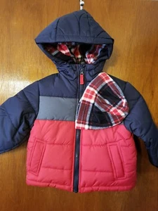 LONDON FOG BOYS RED PUFFER JACKET w/HAT & HOOD 2T NWT ORIG $56 - Picture 1 of 3