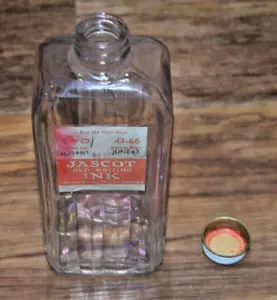 Vintage JASCOT Red Writing Ink 1 pint Bottle 1963 Retro Inks FILM / TV PROP - Picture 1 of 7