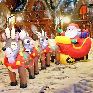 Joiedomi 9.5 ft Christmas Inflatable Reindeer Santa Claus on Sleigh, Inflatable