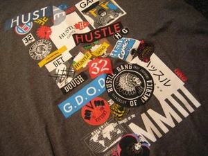 NWT - Mens HUSTLE GANG Gray LOGO Cotton T-Shirt (LARGE) - Picture 1 of 2