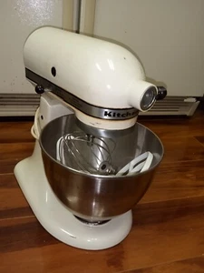 Vintage Hobart KitchenAid K45 Stand Mixer 10 Speeds (White) With Attachments - Picture 1 of 8