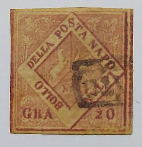 1858 NAPLES, Italy, Coat of Arms 20 Gr. Used SG6 Lake CV£2250