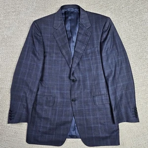 Chaqueta Blazer Canali Azul Marino Cuadros Dos Botones 100% Lana 40 R - Imagen 1 de 21