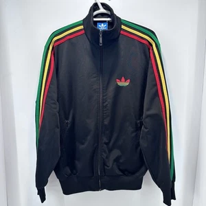 Vintage Adidas Rasta Track Jacket Bomber Jamaica Originals 3 Stripe Medium - Picture 1 of 8