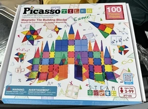 PicassoTiles 100-Piece Magnetic Tile Building Set - PT100 - Picture 1 of 9