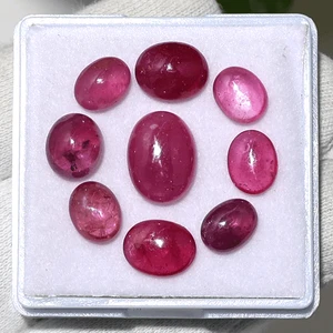 9 pezzi Mozambico rubino naturale alta qualità 8 mm-12 mm ovale cabochon pietre preziose sfuse - Foto 1 di 12