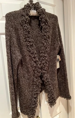 Nomadic Traders Talla XL Acogedor Cárdigan Suéter Marrón/Blanco con Cuello Manga Flecos Nuevo con Etiquetas Foto 1 de 4