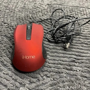 iHome Wired USB Optical Mouse Red Black Model IHM610R-BL SW-M289￼ - Picture 1 of 4
