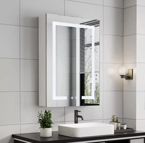 600mm*450mm Touch LED Mirror Cabinet Three-Way Dimming Shaver Socket Demister - Picture 1 of 9