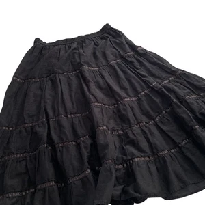 Vintage Y2K White Stag Tiered Maxi Skirt Large L Black Boho Fairy Whimsy Goth - Bild 1 von 4