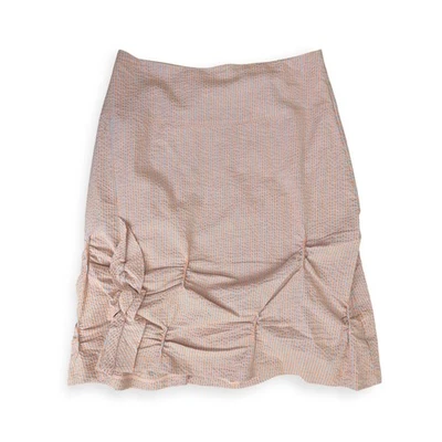 Falda Y2k Gathered Seersucker Talla 8 Azul Melocotón Rosa Rayas Usada en Excelente Condición Foto 1 de 4