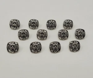 12 pcs Roaring Lion Head Silver Molded Plastic Craft Sewing Shank Buttons VTG - Picture 1 of 2