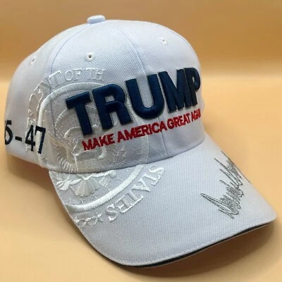 Sombrero Donald Trump bordado levantado sello presidente firma 45-47 bandera de Estados Unidos Foto 1 de 4
