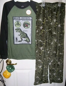 Glow In Dark Dinosaur Green 2 Piece Flame Resistant Pajama PJ Boys Size 8 NWT - Picture 1 of 1