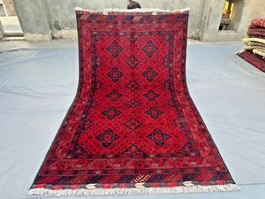 4x7 Afghan Turkmen Khal Mohammadi Bukhara Rug | Nomadic Red Tribal Area rug - Picture 1 of 13