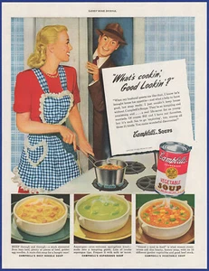 Vintage 1947 CAMPBELL'S Vegetable Soup Kitchen Decor 1940's Print Ad - Picture 1 of 1