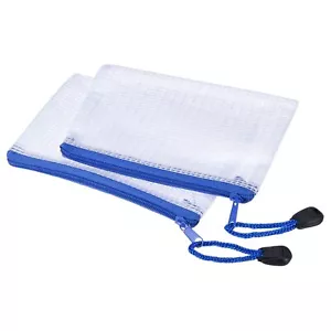 Mesh Zipper Bags 6-Pack B8 File Pouches Document Holders White Travel Folders - Picture 1 of 6