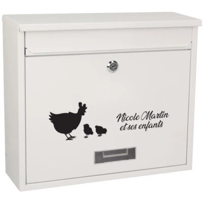 ORACAL Sticker Boite aux Lettres Personnalisé -- Modèle Famille Poule Coq Poussins --