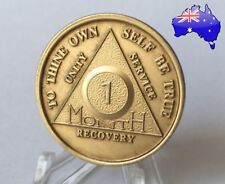 AA alcoholics anonymous bronze 1 Month recovery sobriety coin token medallion
