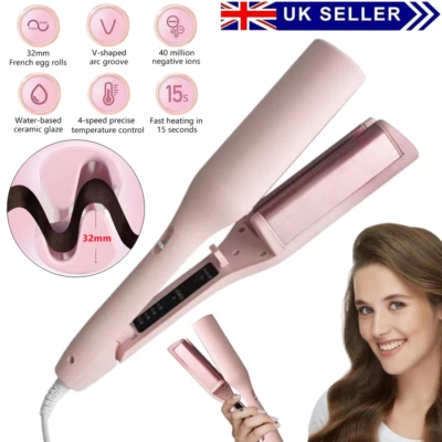 32mm Wave Curling Iron, Big Wave Hair Curler French Egg Roll Curling Iron 4 Temp - Image 1 of 4