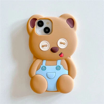 Cartoon Bear Cute Silicone Soft Case Shockproof Cover for iPhone 15 14 13Pro Max - Image 1 of 4