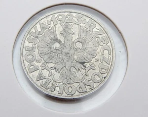 Circulated 1923 Poland 50 Groszy, Foreign Coin - Picture 1 of 2
