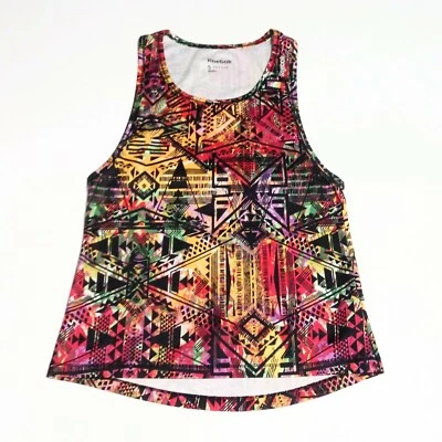 Camiseta sin mangas para mujer talla pequeña Reebok Speedwick colorida suroeste abstracta tribal Foto 1 de 4