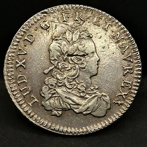 1/3 ECU DE FRANCE SILBER LOUIS XV 1722 D LYON 29mm 8,12g FRANKREICH / SILVER - Bild 1 von 3