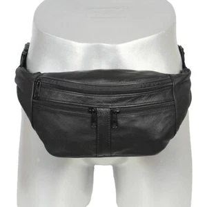 Hüfttasche Gürteltasche Bauchtasche Schwarz Echt Leder Bag Schwarz Umhängetasche - Bild 1 von 1