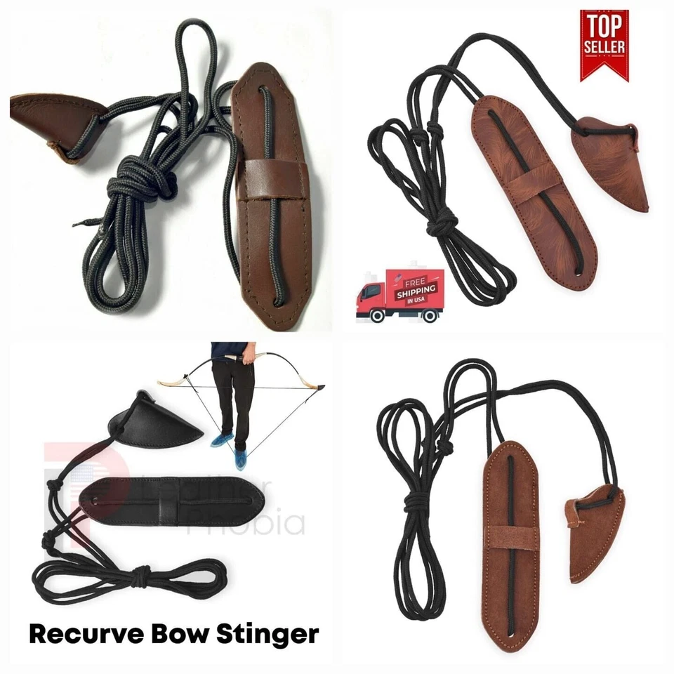 Leather Bow Stringers Archery Bowstring Recurve Long bow Replace Rope Tools 4Pc - Image 1 of 4