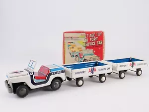 AOSHIN JAPAN JEEP Mit Anhängern AMERICAN AIRLINES Reibung Blech 40 CM RAR - Bild 1 von 19