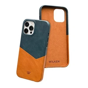 Wilken Leather Wrapped Case Compatible with iPhone | Compatible 13 Tan / Blue - Picture 1 of 7
