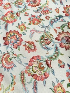 Floral Gobelin Tapestry Upholstery Fabric Indian Rose Material Curtains 55" Wide - Picture 1 of 7