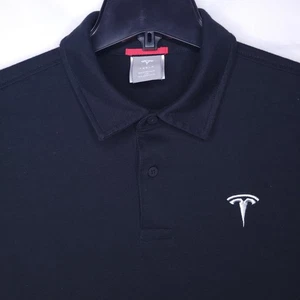 Tesla Polo Shirt Mens Medium Black Performance Employee - Picture 1 of 11