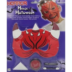 KINDER TEUFEL SCHMINKE & MASKE Halloween Karneval Make Up Satan Kostüm Zubehör - Bild 1 von 1