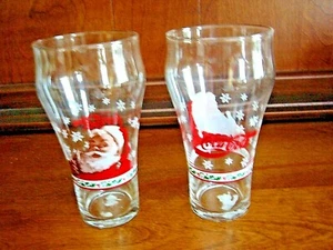 Coca Cola Christmas Glasses Tumblers Santa Lot of 2 - Picture 1 of 3