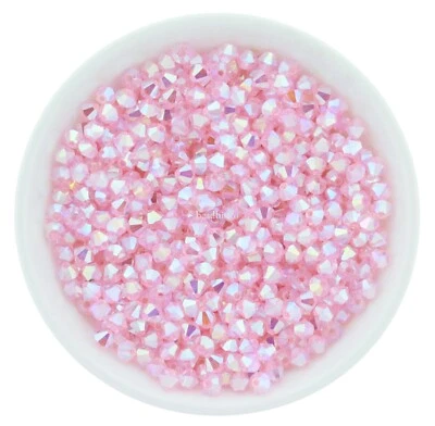 Preciosa Bicones Pink Sapphire AB2X 3mm, 4mm, 6mm Crystal Bicones - Image 1 of 2