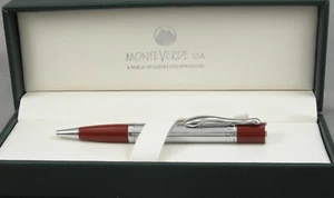 Monteverde Jewelria Mini Burgundy & Chrome Barely Pattern Ballpoint Pen  - New - Picture 1 of 4