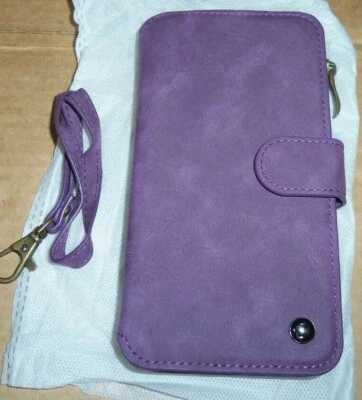 CornMi FAUX 绒面革翻盖折叠钱包手机壳紫色适用于三星 Galaxy S8+ 无 — 第 1/4 张图片