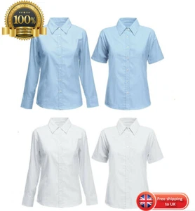 Girls Children Kids School Uniform Blouse/ Shirt Long or Short Sleeved Twin Pack - Picture 1 of 3