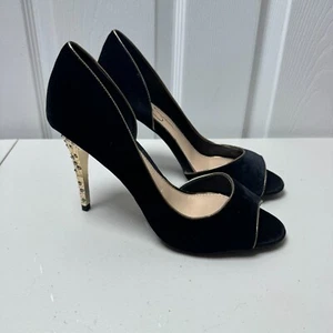Jessica Simpson Heels Black Womens Size 8 Saffron Velvet D'Orsay Rhinestones - Picture 1 of 8